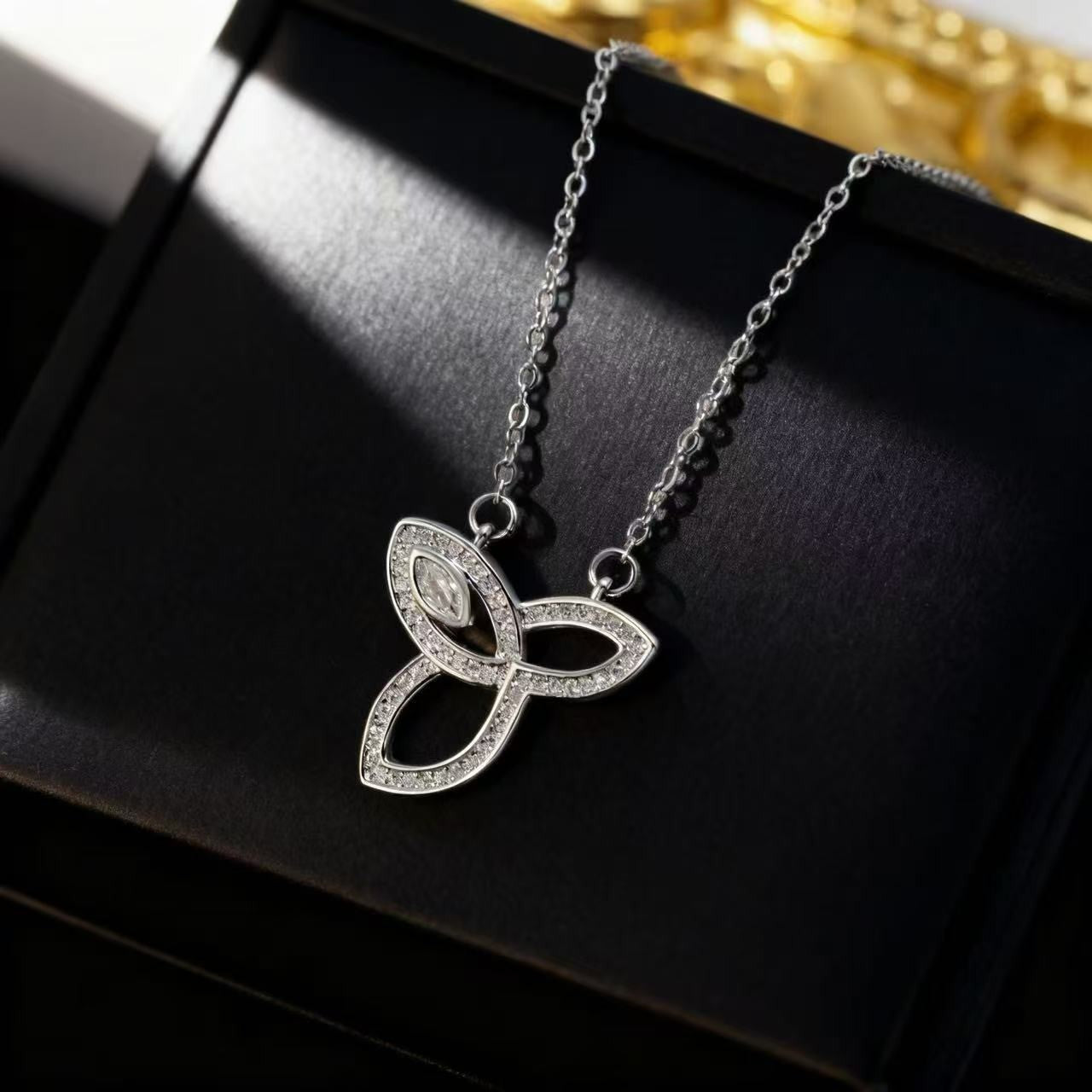 Heart Shape Necklace For Women In Titanium Steel With Zircon Inlay, Featuring PVD Coated 18K Real Gold Plated Copper Pendant