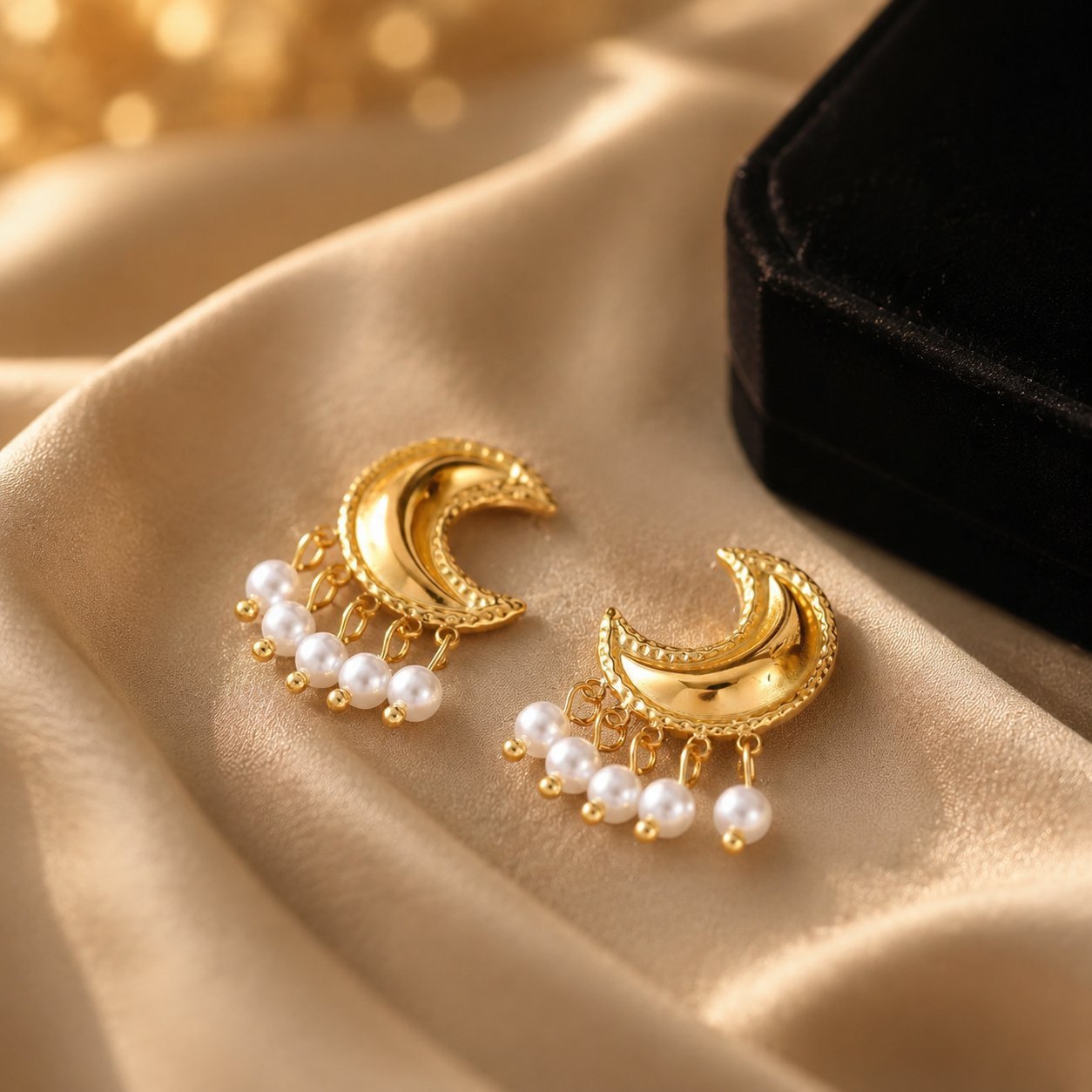 Moon Tassel Earrings For Women With 925 Sterling Silver Studs, Sweet Style, Electroplated Alloy Design