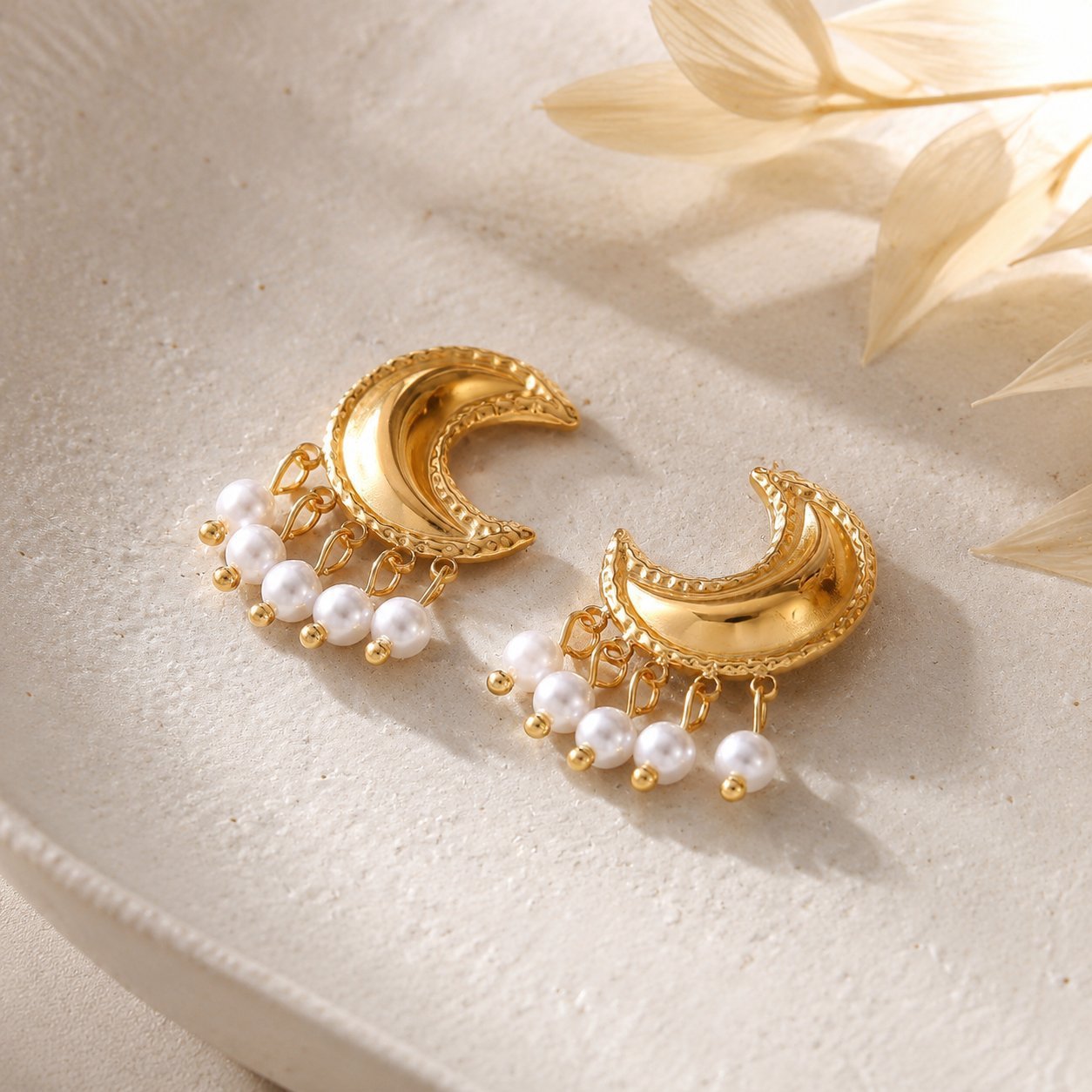 Moon Tassel Earrings For Women With 925 Sterling Silver Studs, Sweet Style, Electroplated Alloy Design