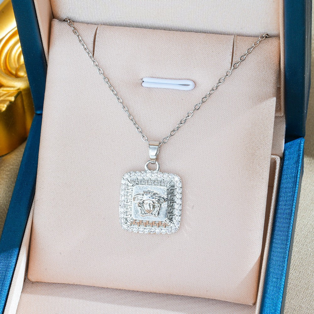 Heart Shape Necklace For Women In Titanium Steel With Zircon Inlay, Featuring PVD Coated 18K Real Gold Plated Copper Pendant
