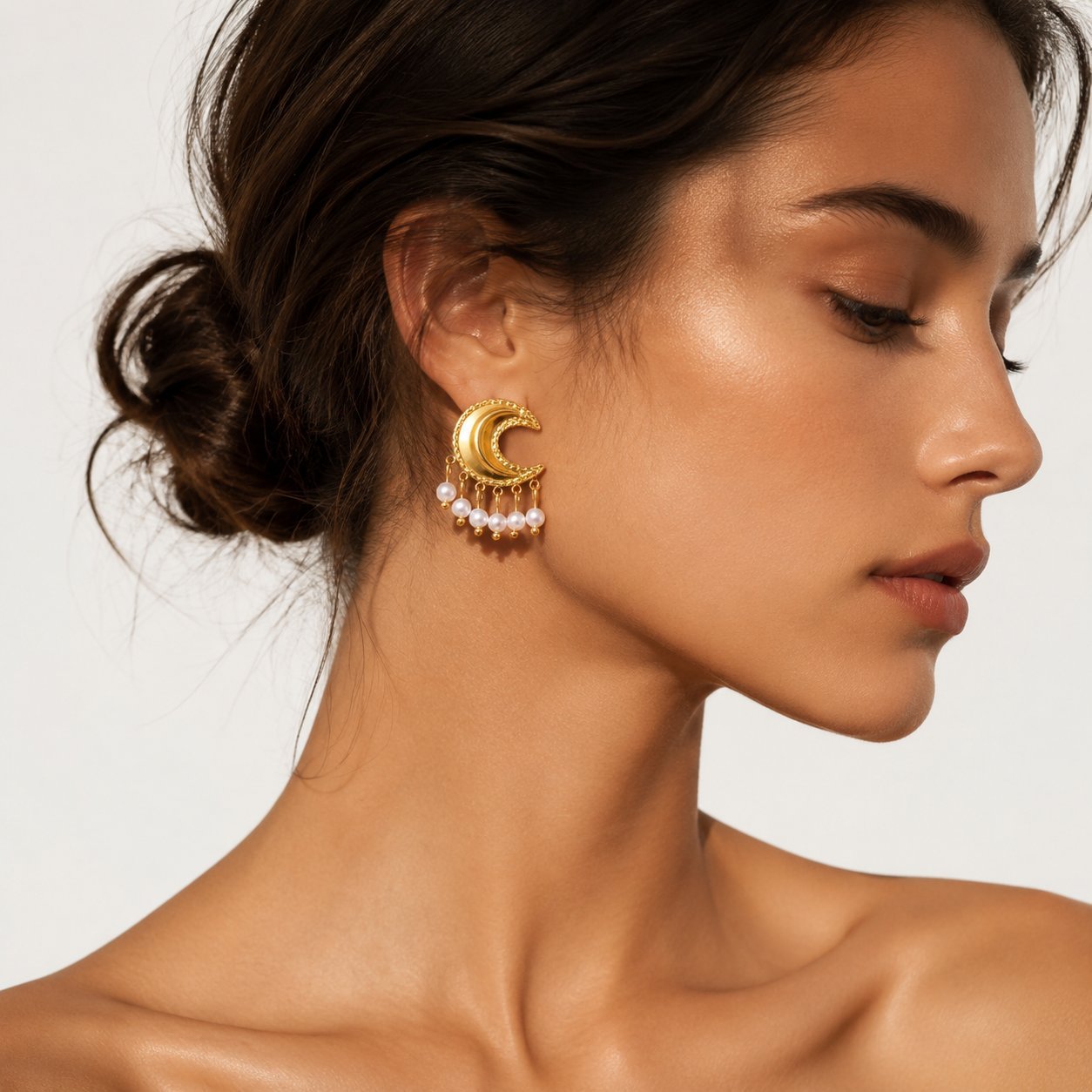 Moon Tassel Earrings For Women With 925 Sterling Silver Studs, Sweet Style, Electroplated Alloy Design