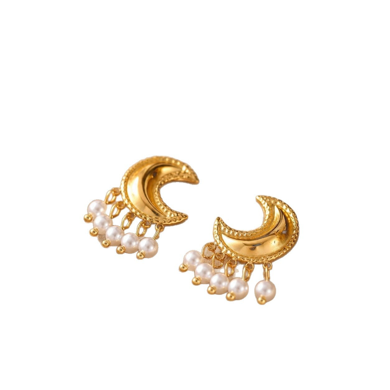 Moon Tassel Earrings For Women With 925 Sterling Silver Studs, Sweet Style, Electroplated Alloy Design