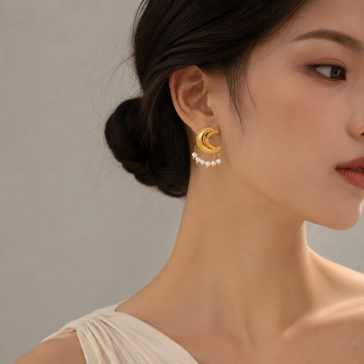 Moon Tassel Earrings For Women With 925 Sterling Silver Studs, Sweet Style, Electroplated Alloy Design