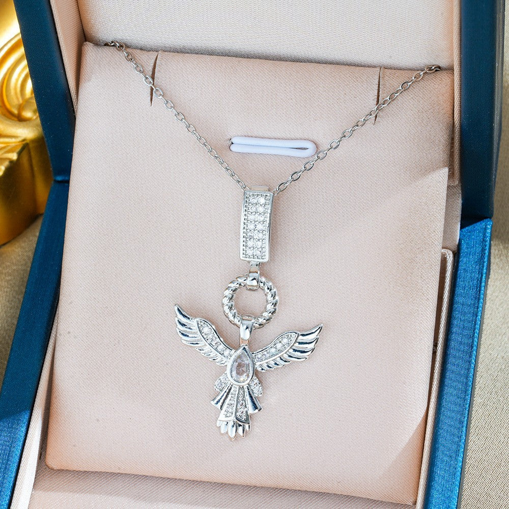 Heart Shape Necklace For Women In Titanium Steel With Zircon Inlay, Featuring PVD Coated 18K Real Gold Plated Copper Pendant