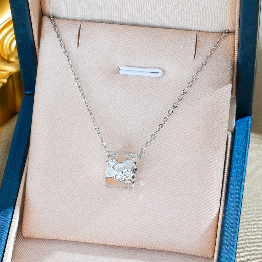 Heart Shape Necklace For Women In Titanium Steel With Zircon Inlay, Featuring PVD Coated 18K Real Gold Plated Copper Pendant