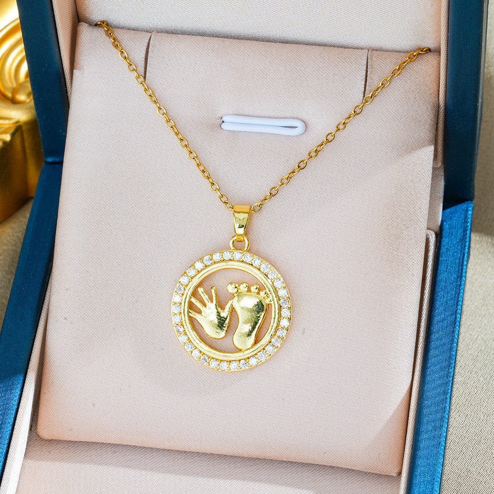Heart Shape Necklace For Women In Titanium Steel With Zircon Inlay, Featuring PVD Coated 18K Real Gold Plated Copper Pendant