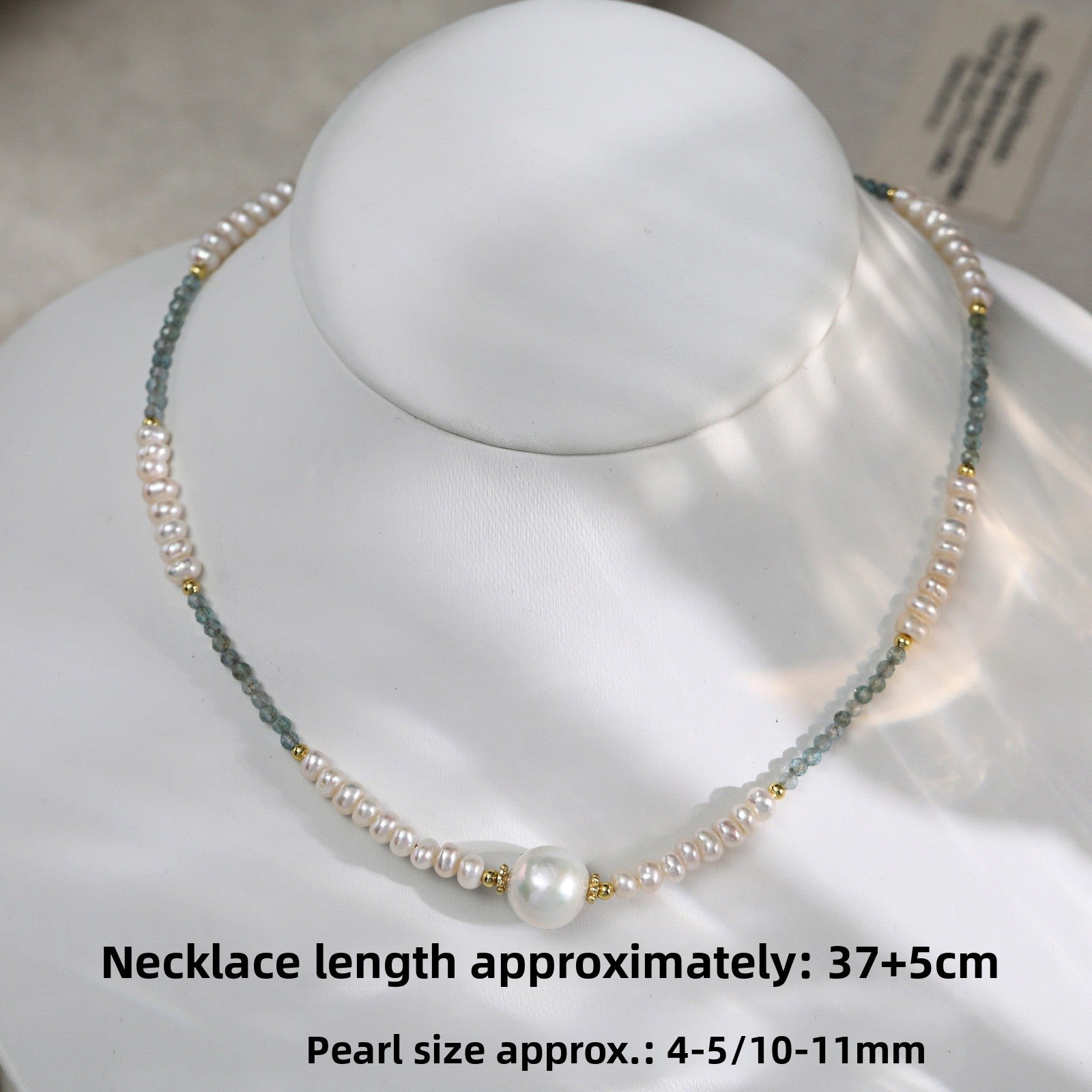 Freshwater Pearl Necklace With 5-6mm Near-Round Pearls In Copper Setting, Commute Style