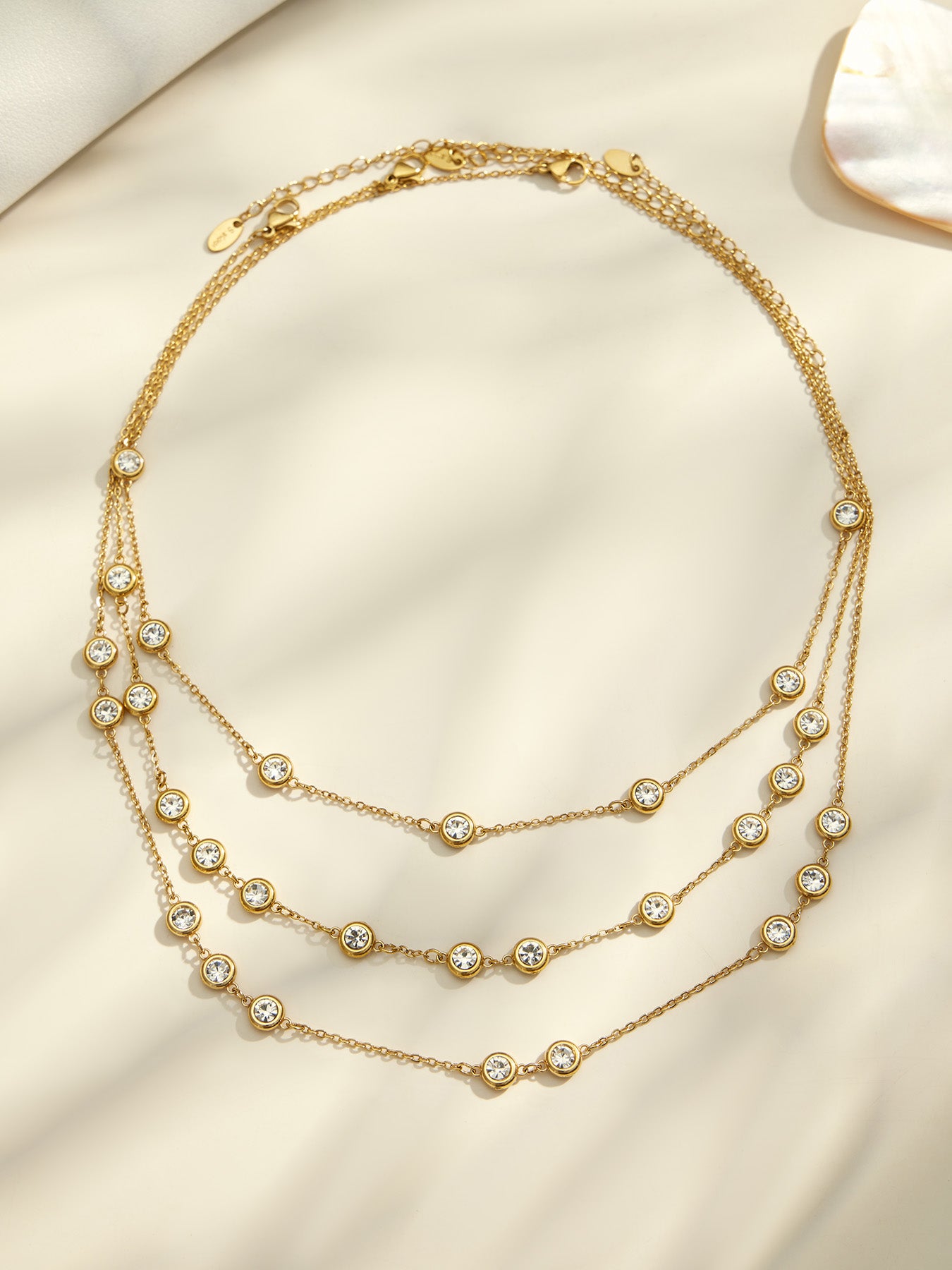 IG Style Geometric Necklace With Bezel Setting, 18K Gold Plated 316 Stainless Steel Chain Featuring Zircon Inlay And PVD Coating