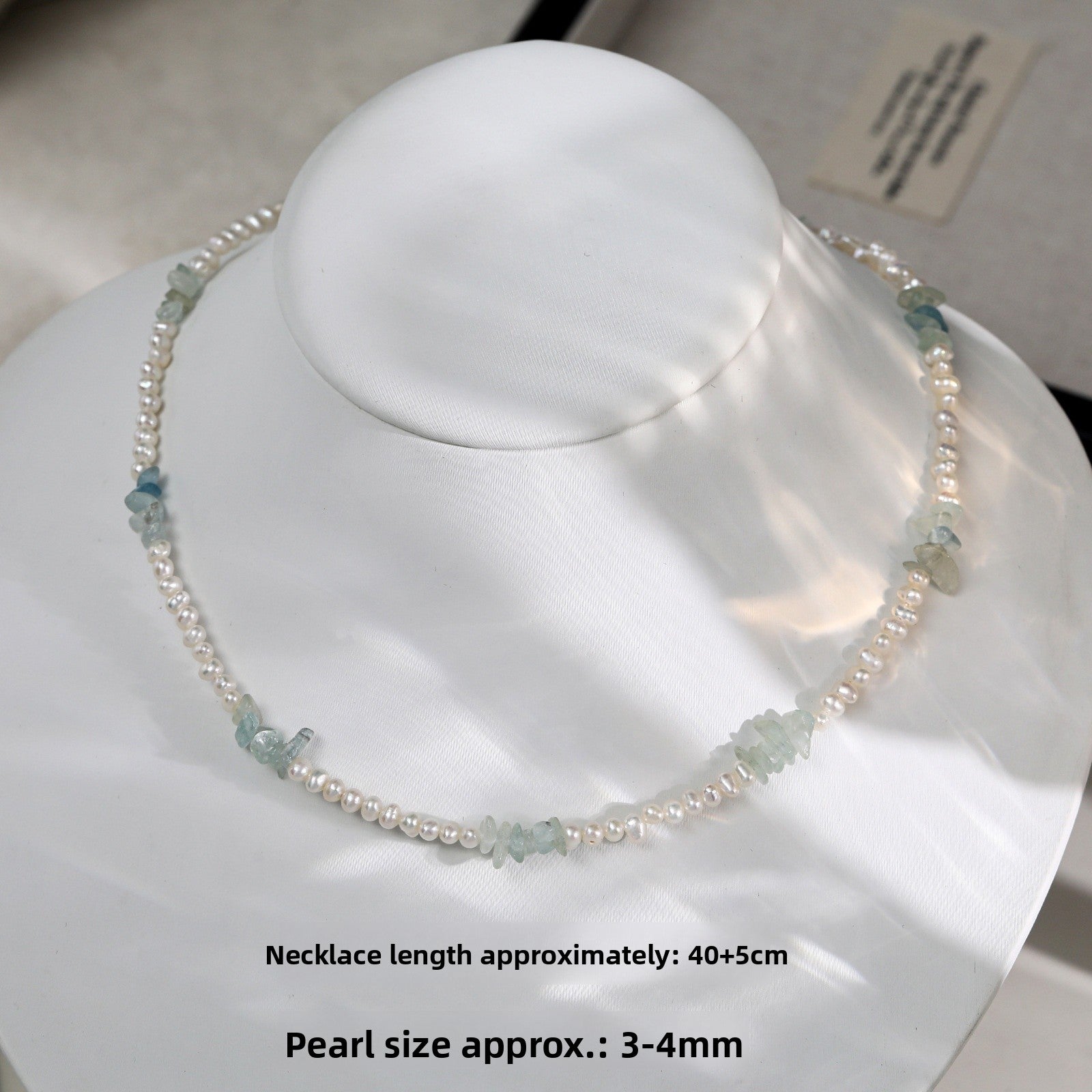Freshwater Pearl Necklace With 5-6mm Near-Round Pearls In Copper Setting, Commute Style
