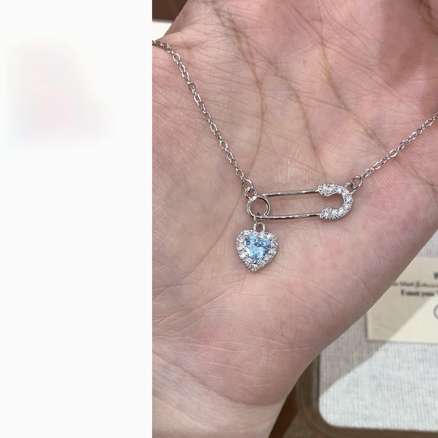 Heart Shape Pendant Necklace For Women In White Titanium Steel With Zircon Inlay And Real Gold Plated Paperclip Chain