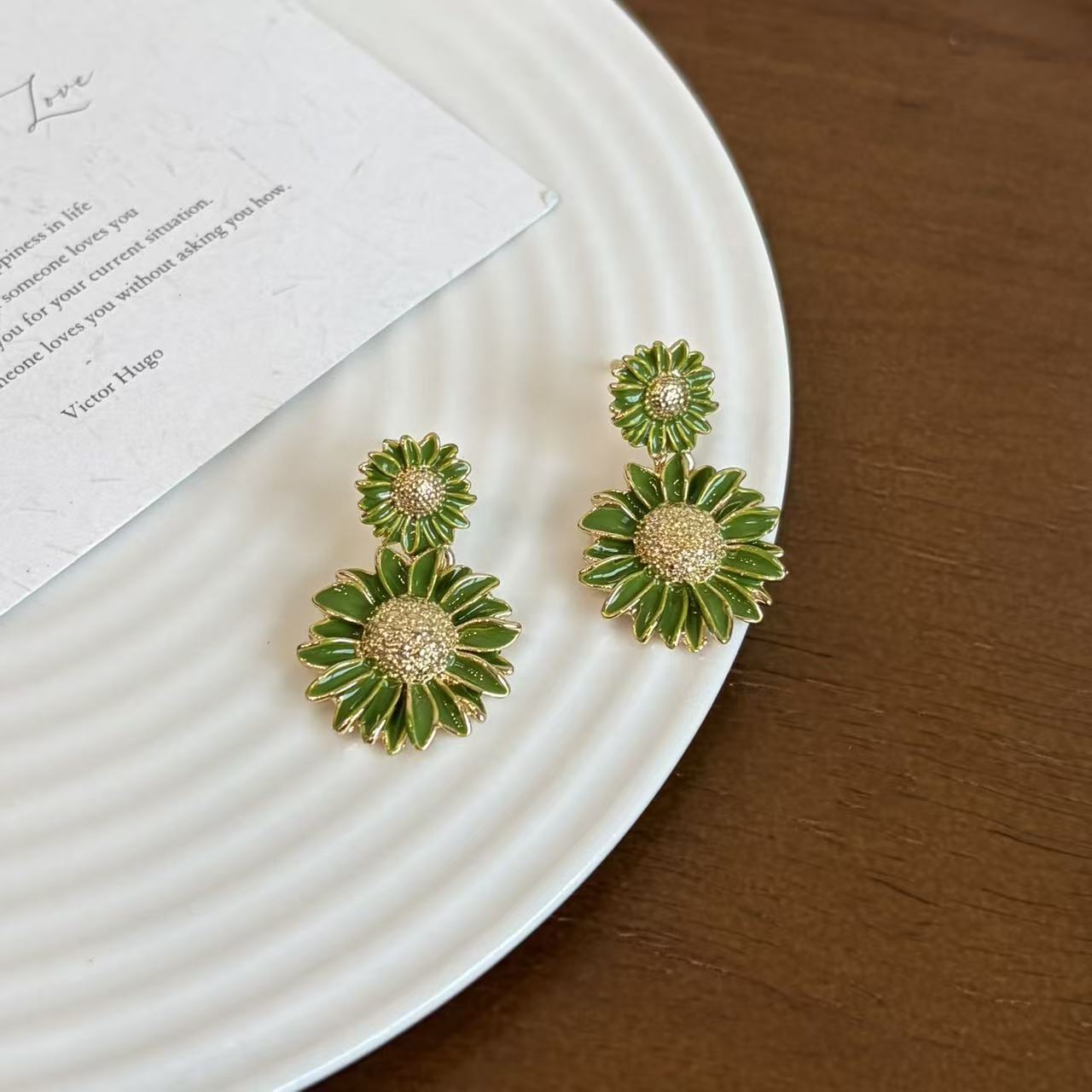 Daisy Enamel Earrings For Women In Yellow Alloy Featuring New Style Design