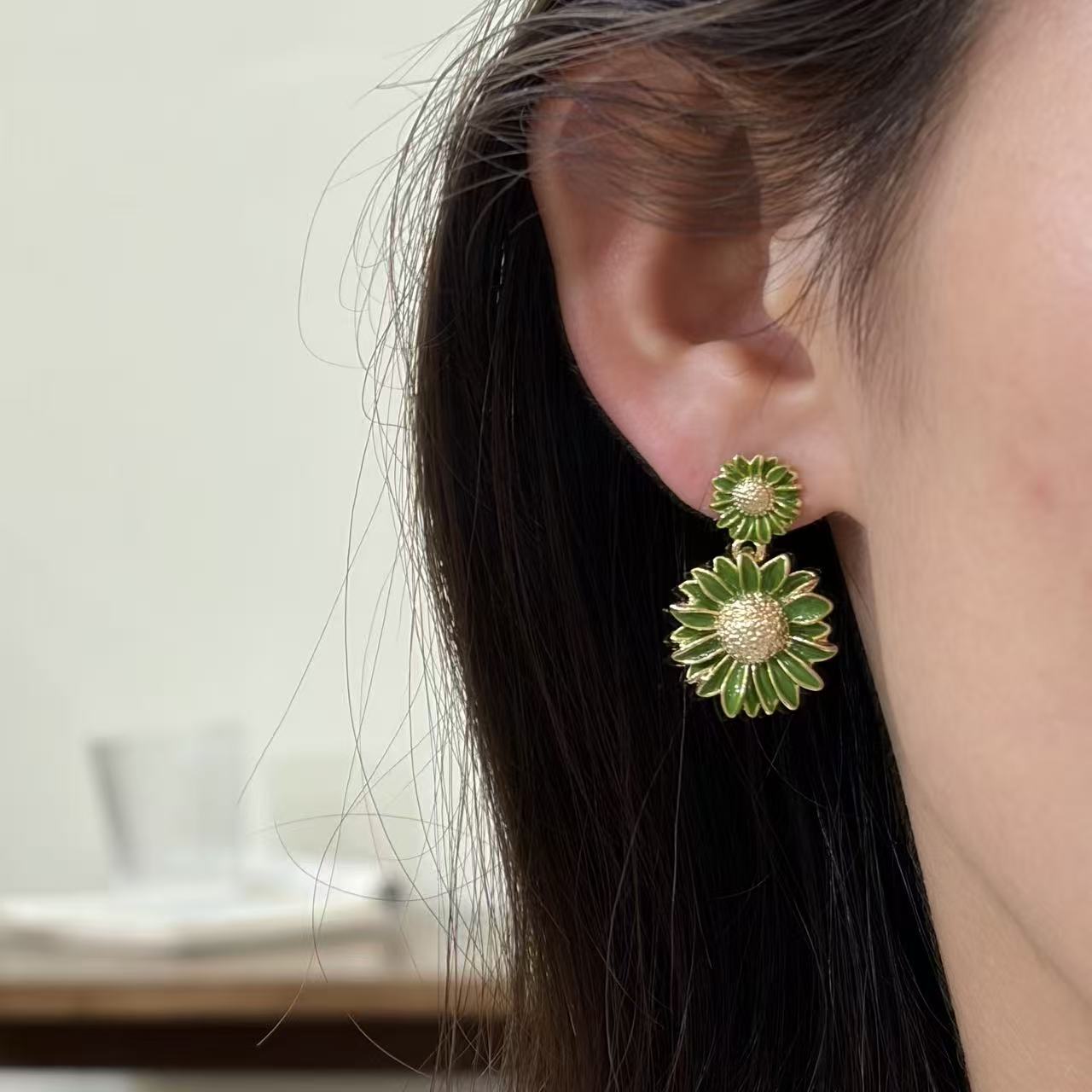 Daisy Enamel Earrings For Women In Yellow Alloy Featuring New Style Design