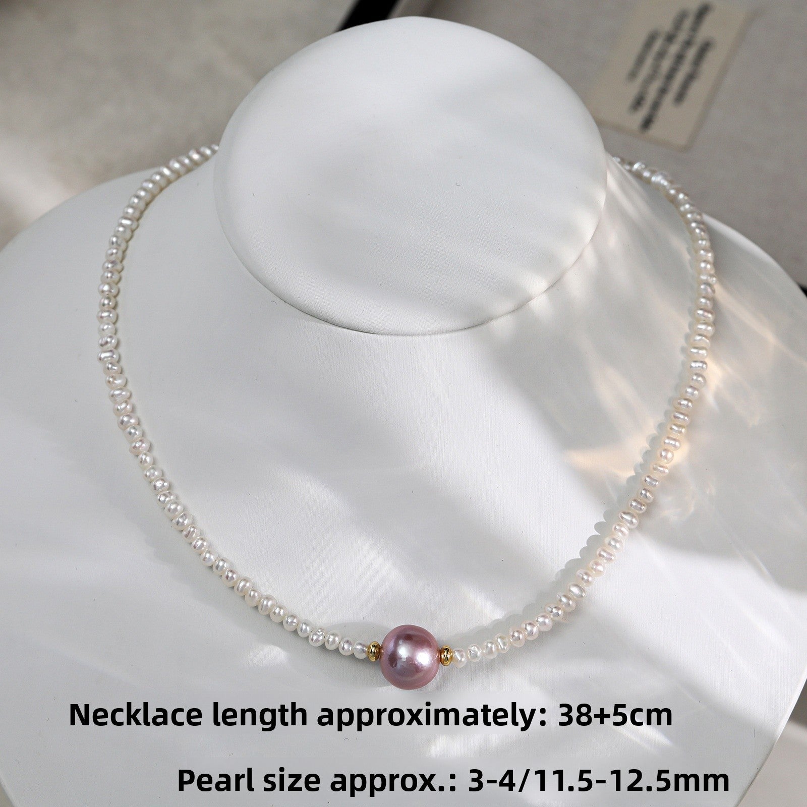 Freshwater Pearl Necklace With 5-6mm Near-Round Pearls In Copper Setting, Commute Style
