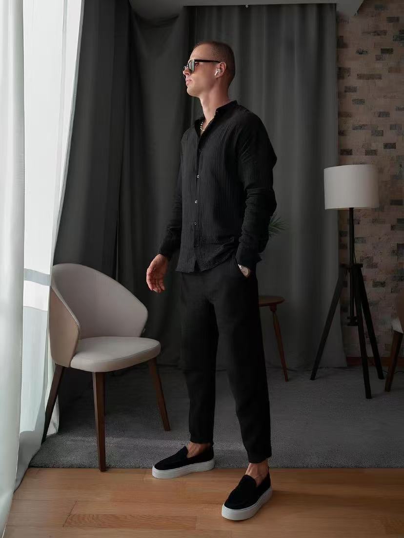 Men's Casual White Cotton Sweatpants Pant Co-ord Set For Beach Wear