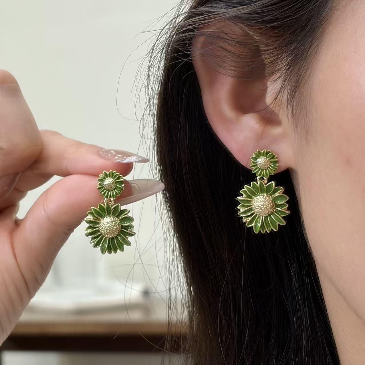 Daisy Enamel Earrings For Women In Yellow Alloy Featuring New Style Design