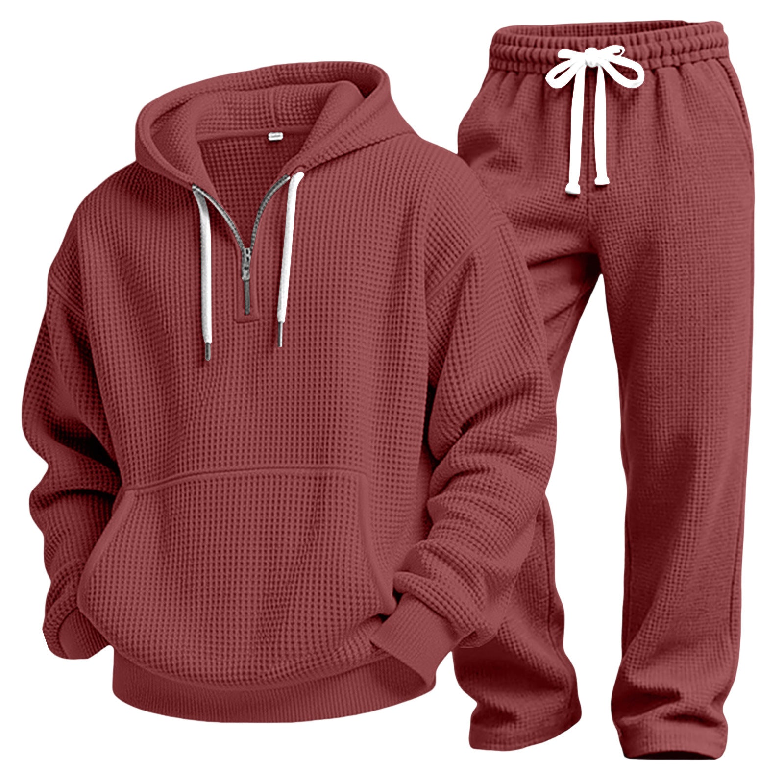 Men's Solid Color Grey Trousers Sweatshirt & Hoodie Co-ord Set In Simple Style For Sport, Made With Polyester