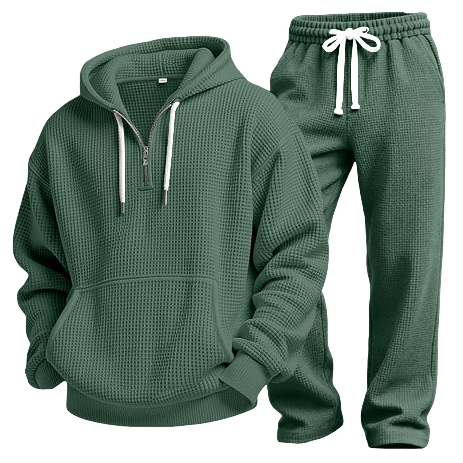Men's Solid Color Grey Trousers Sweatshirt & Hoodie Co-ord Set In Simple Style For Sport, Made With Polyester