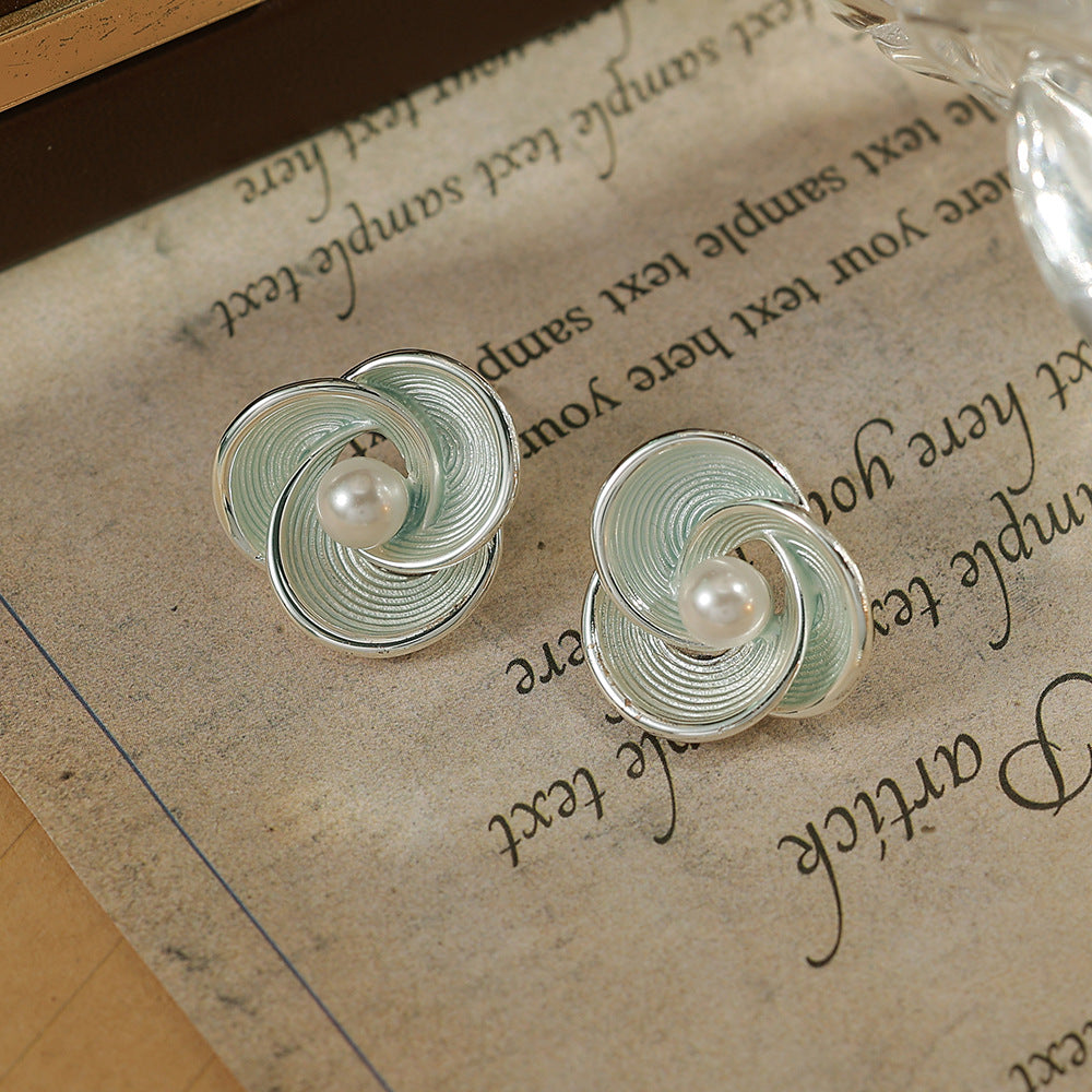 Flowers Enamel Stud Earrings For Women With 925 Sterling Silver Posts, Copper Base, And Zircon Inlay, Electroplated Gold Plating