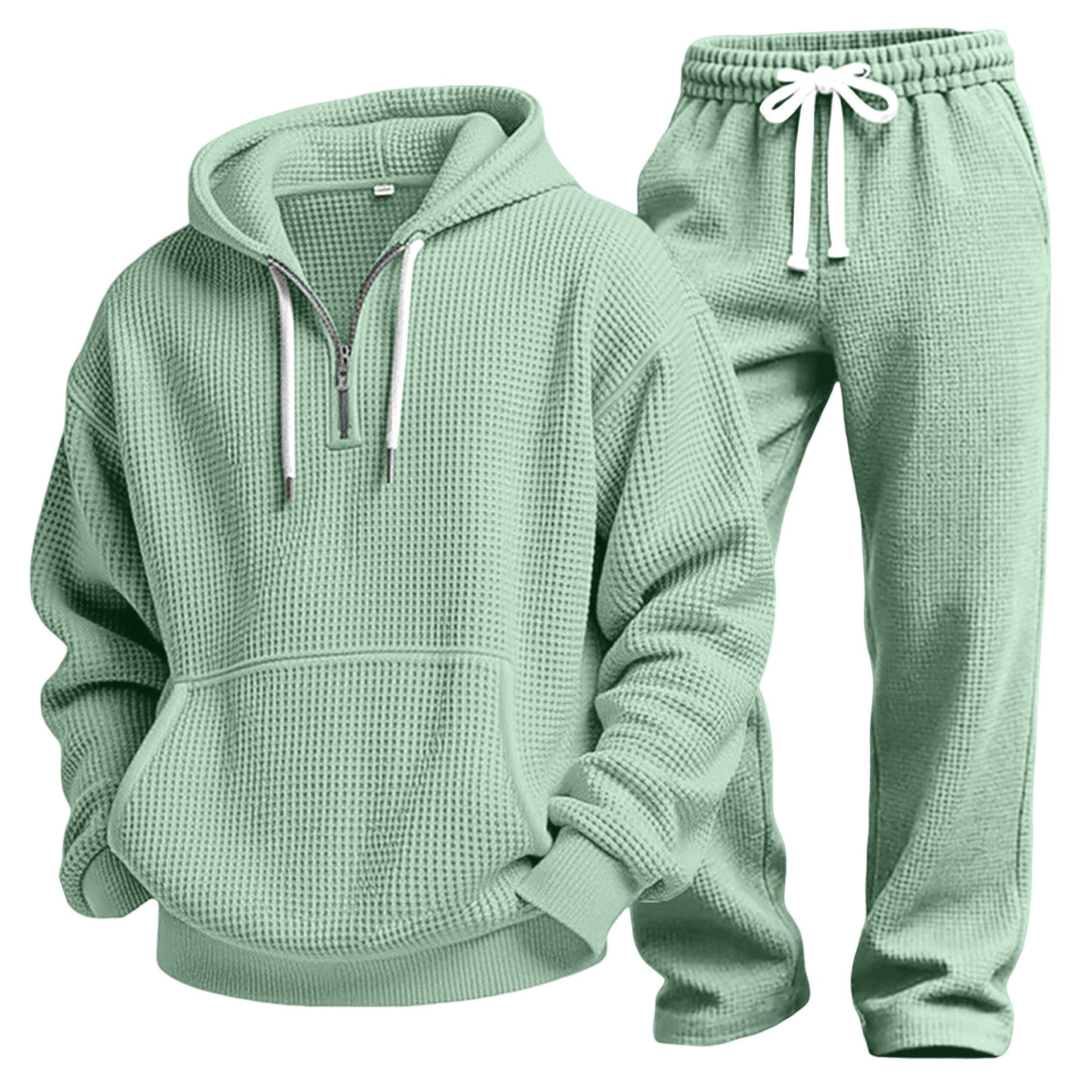 Men's Solid Color Grey Trousers Sweatshirt & Hoodie Co-ord Set In Simple Style For Sport, Made With Polyester