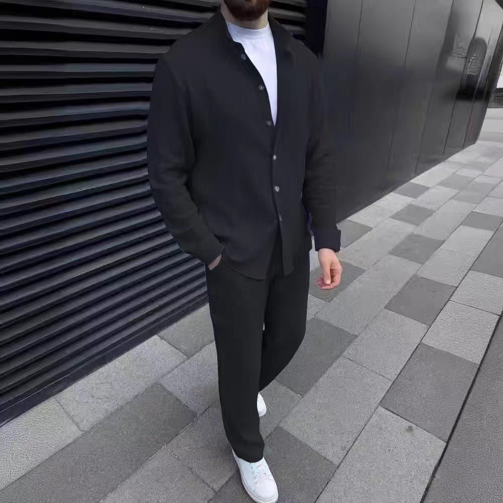 Men's Casual Solid Color White Cotton Blend Pant Co-ord Set Featuring Comfortable Casual Pants For Everyday Wear