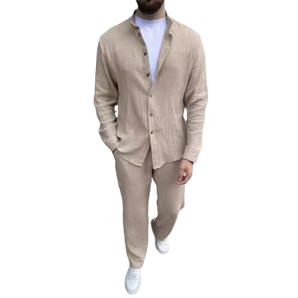 Men's Casual Solid Color White Cotton Blend Pant Co-ord Set Featuring Comfortable Casual Pants For Everyday Wear