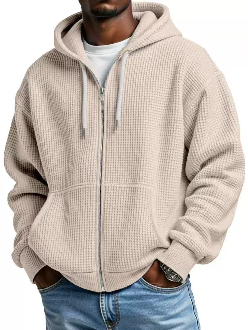 Men's Casual Solid Color Sky Blue Hoodie With Long Sleeve In Polyester Fabric