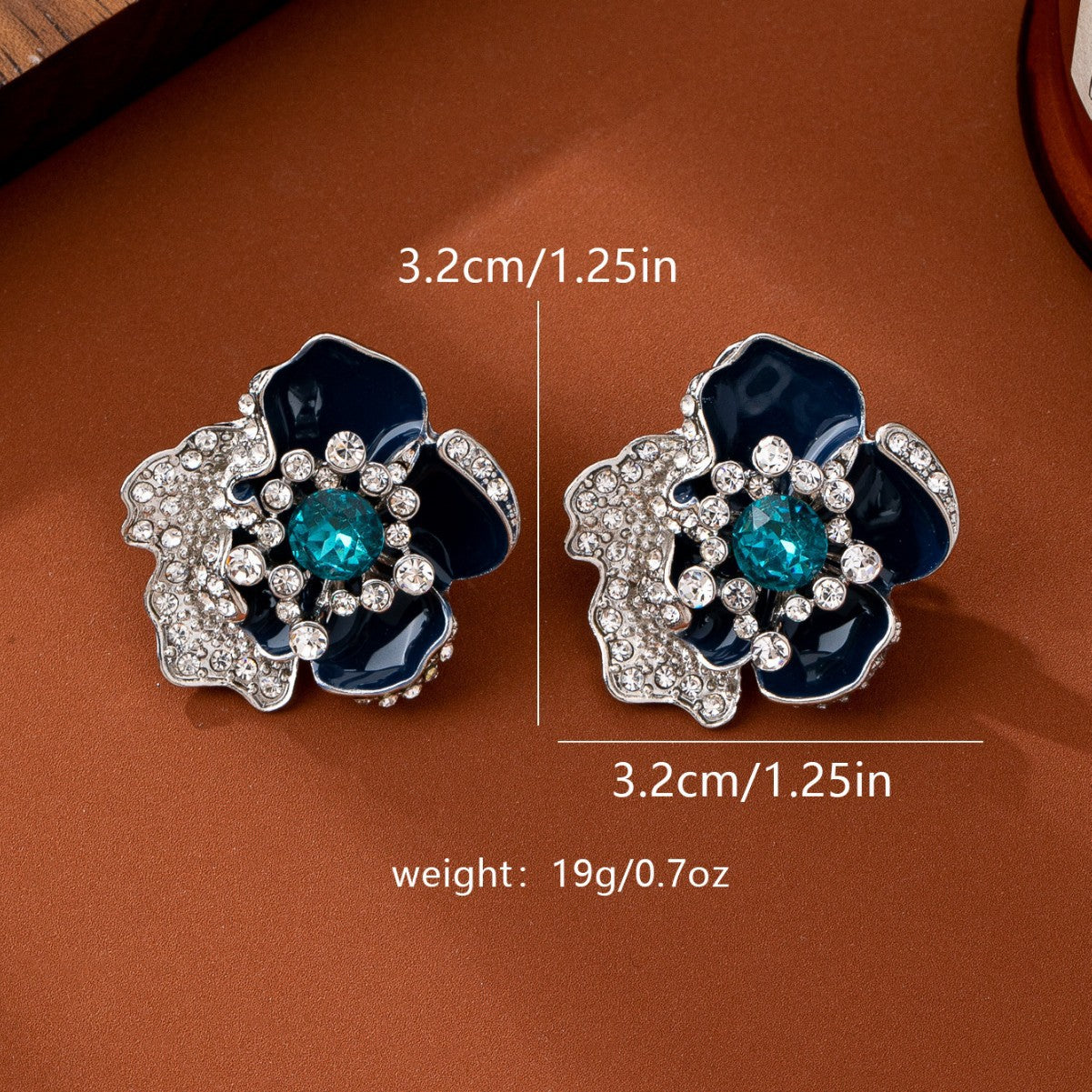Multicolor Enamel Flowers Earrings For Women Featuring March Birthstone Aquamarine With Iron Ear Pins And Zinc Alloy Material