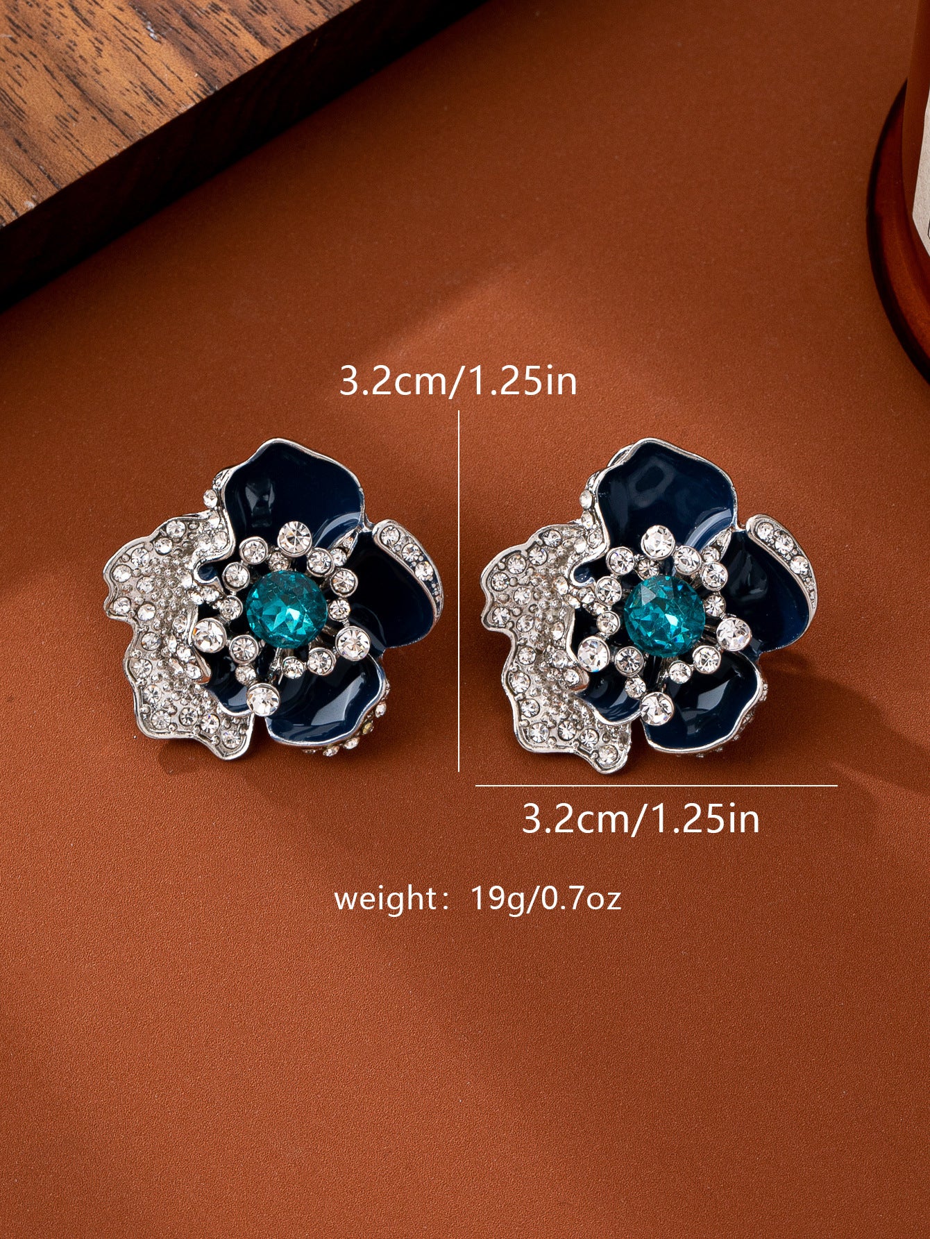 Multicolor Enamel Flowers Earrings For Women Featuring March Birthstone Aquamarine With Iron Ear Pins And Zinc Alloy Material
