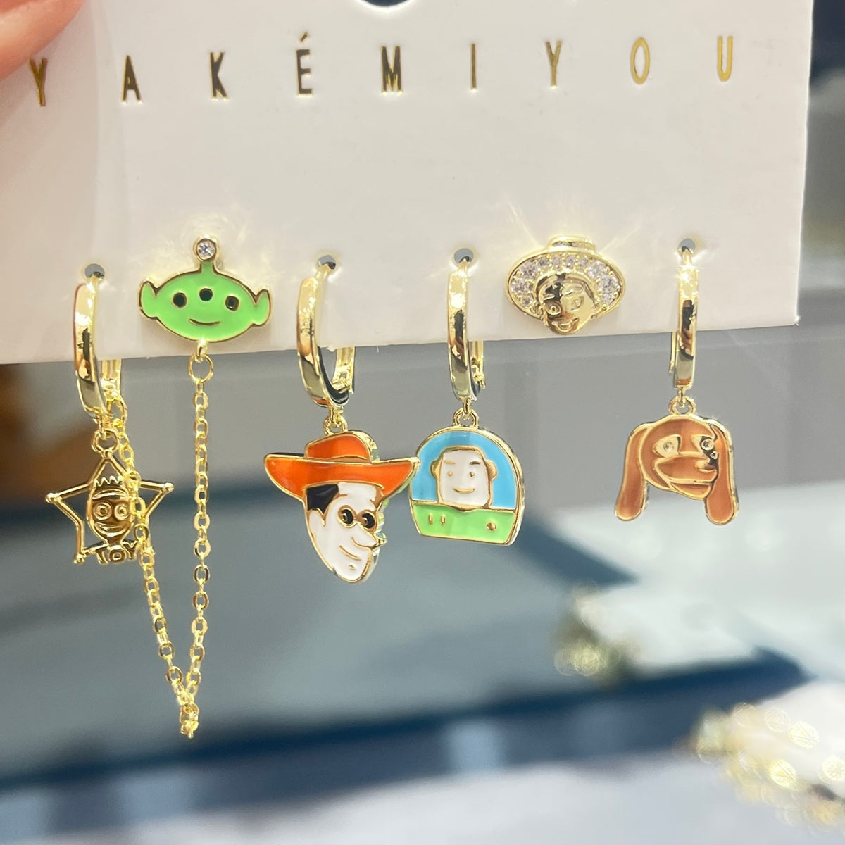 Cartoon Character Earrings For Women, Electroplated Copper With 14K Real Gold Plated And Zircon Inlay
