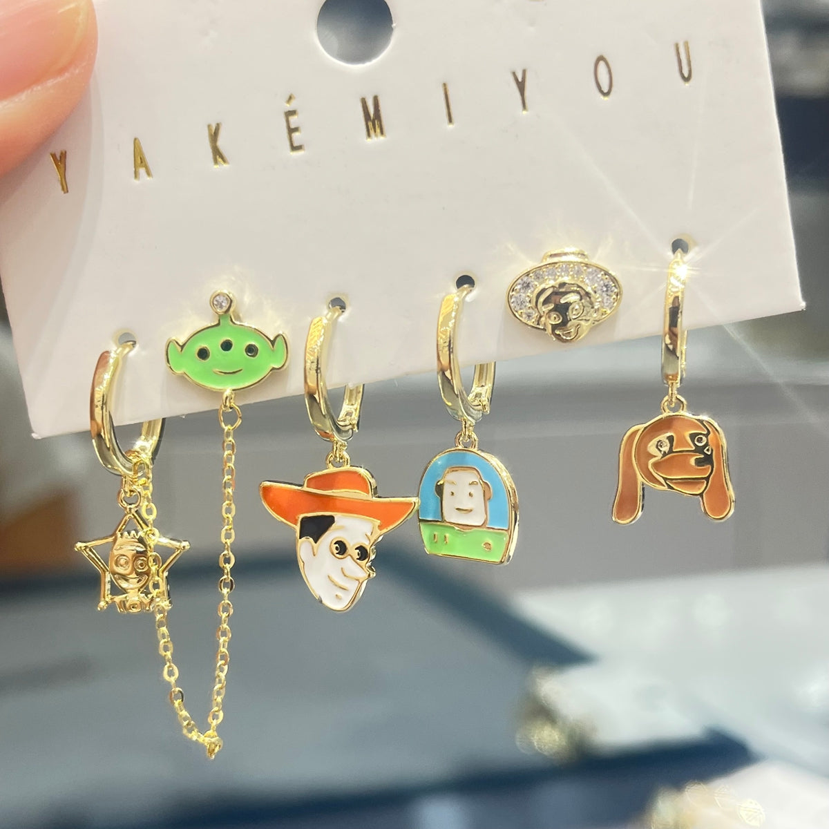 Cartoon Character Earrings For Women, Electroplated Copper With 14K Real Gold Plated And Zircon Inlay
