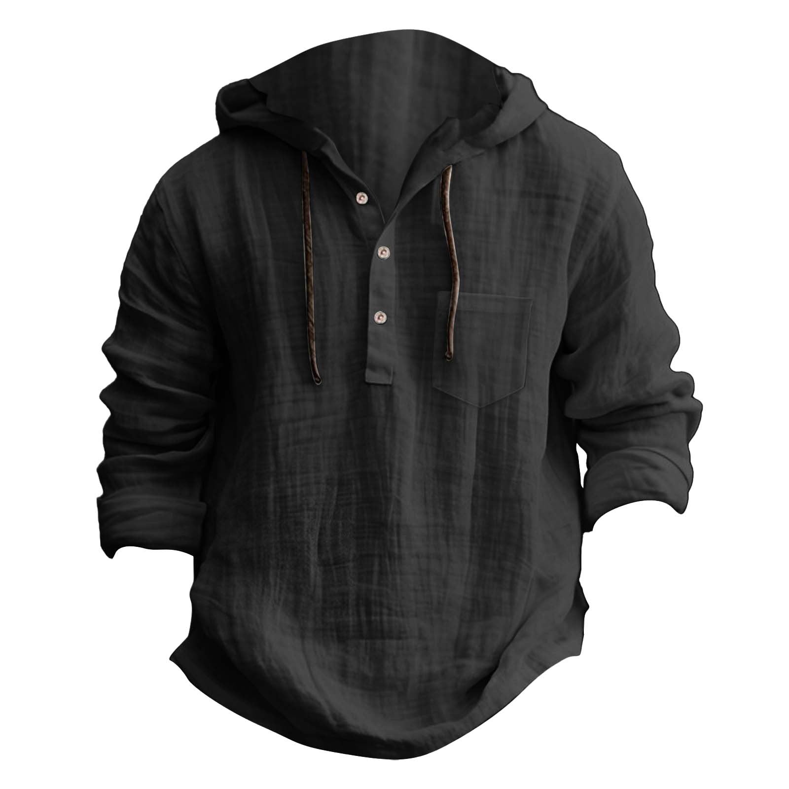 Solid Color Casual Long Sleeve Blouse With Folds In Cotton Fabric For Men