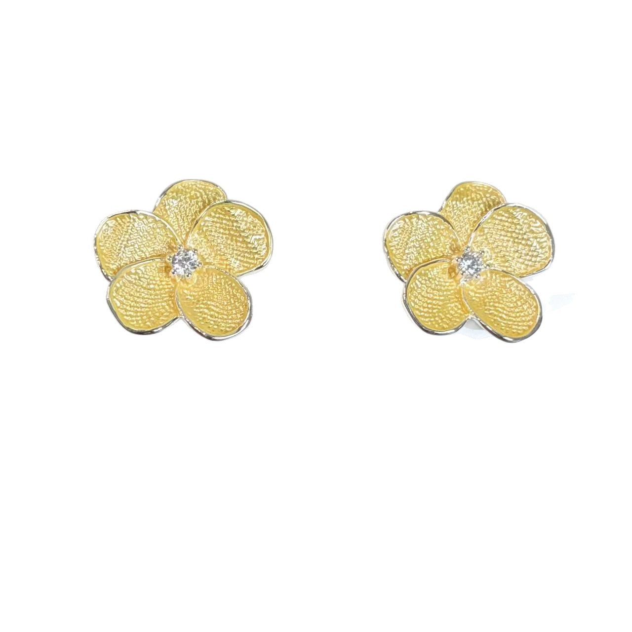 Enamel Flowers Stud Earrings In Alloy With Copper Posts, Marine Style Design For Women