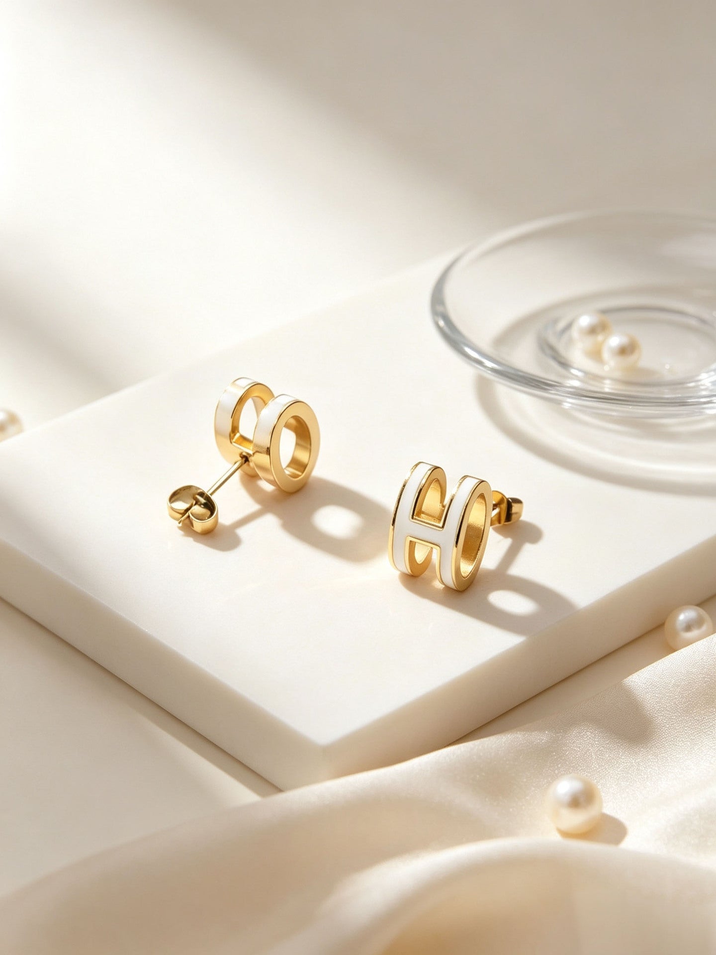 Enamel Letter Stud Earrings For Women Featuring Durable 304 Stainless Steel Posts In Colour