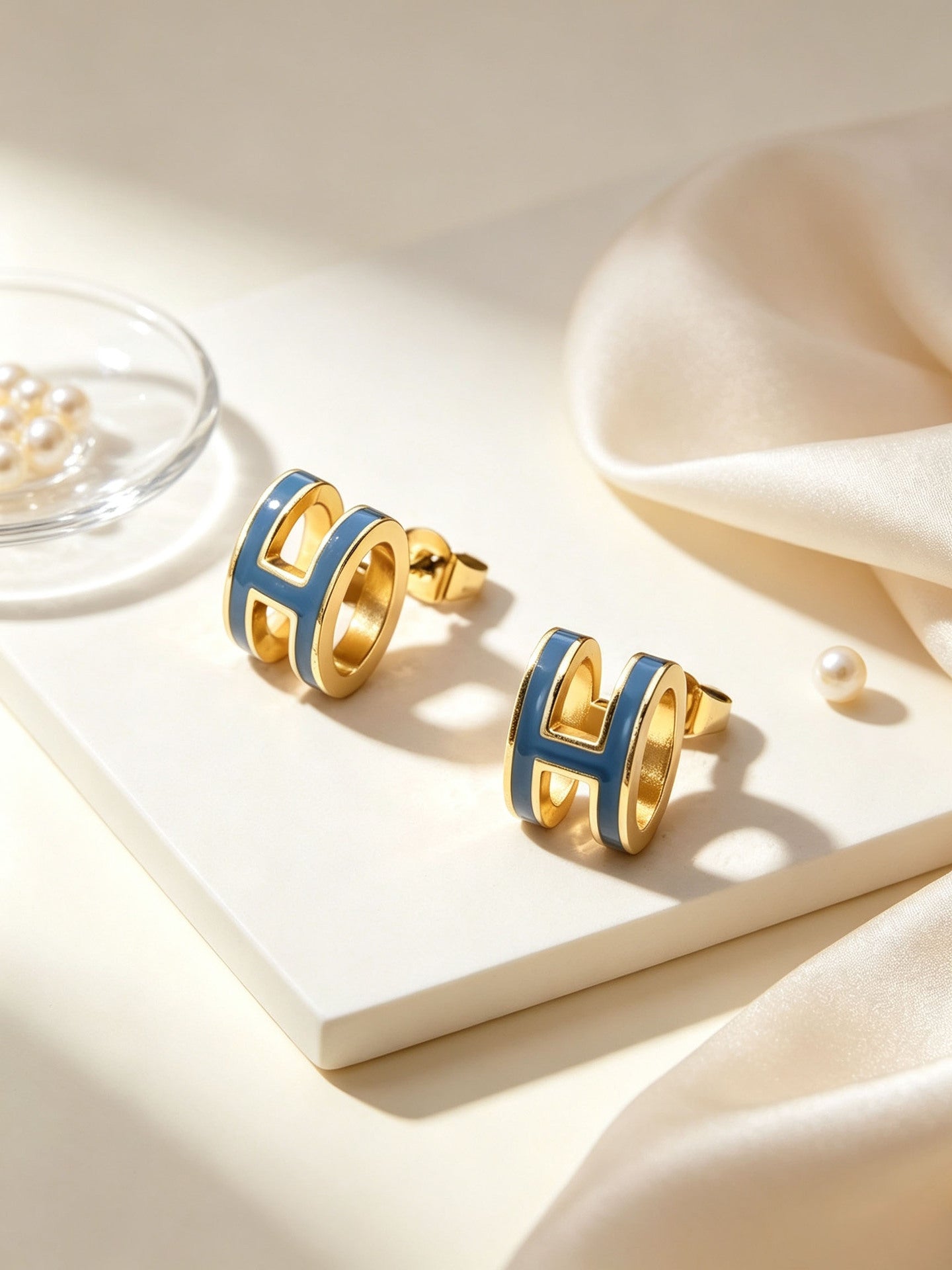 Enamel Letter Stud Earrings For Women Featuring Durable 304 Stainless Steel Posts In Colour
