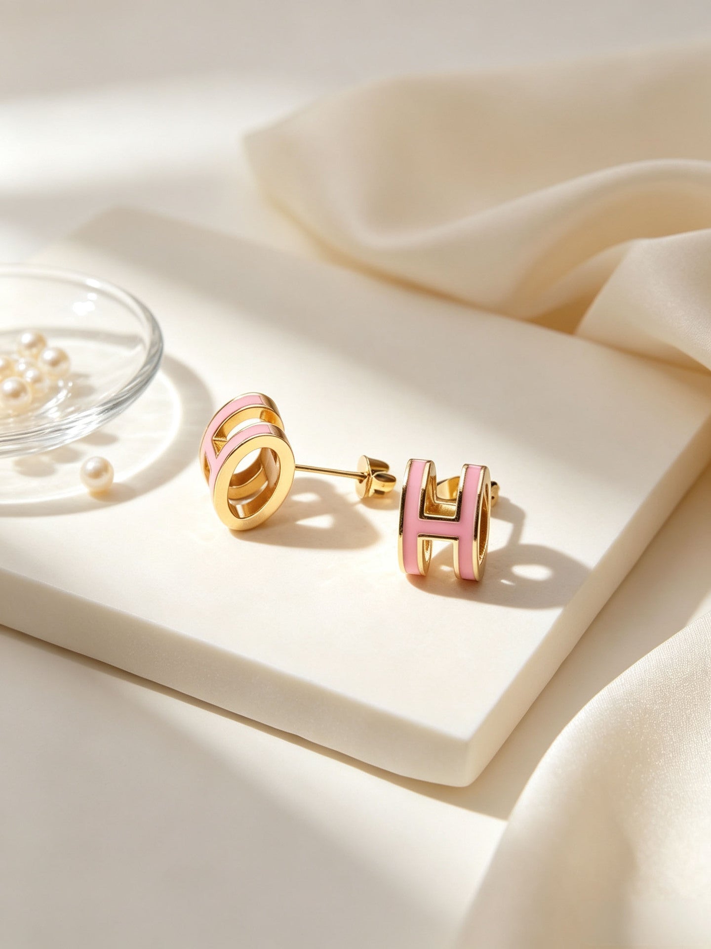 Enamel Letter Stud Earrings For Women Featuring Durable 304 Stainless Steel Posts In Colour