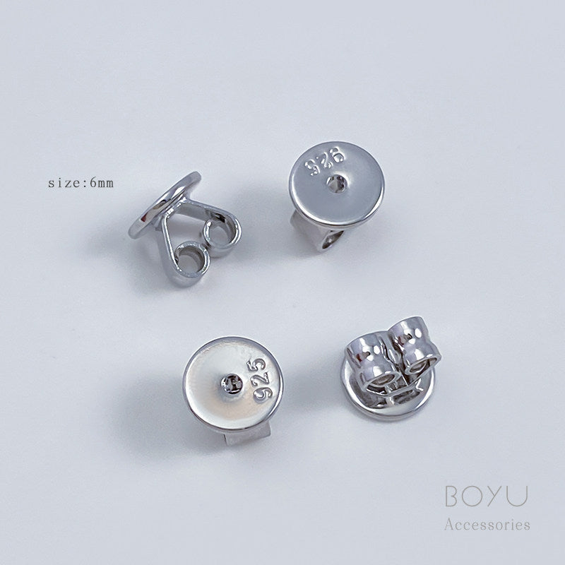2 PCS 6mm Brass Ear Nuts With Electroplated 18K Real Gold Plating For Jewelry Making