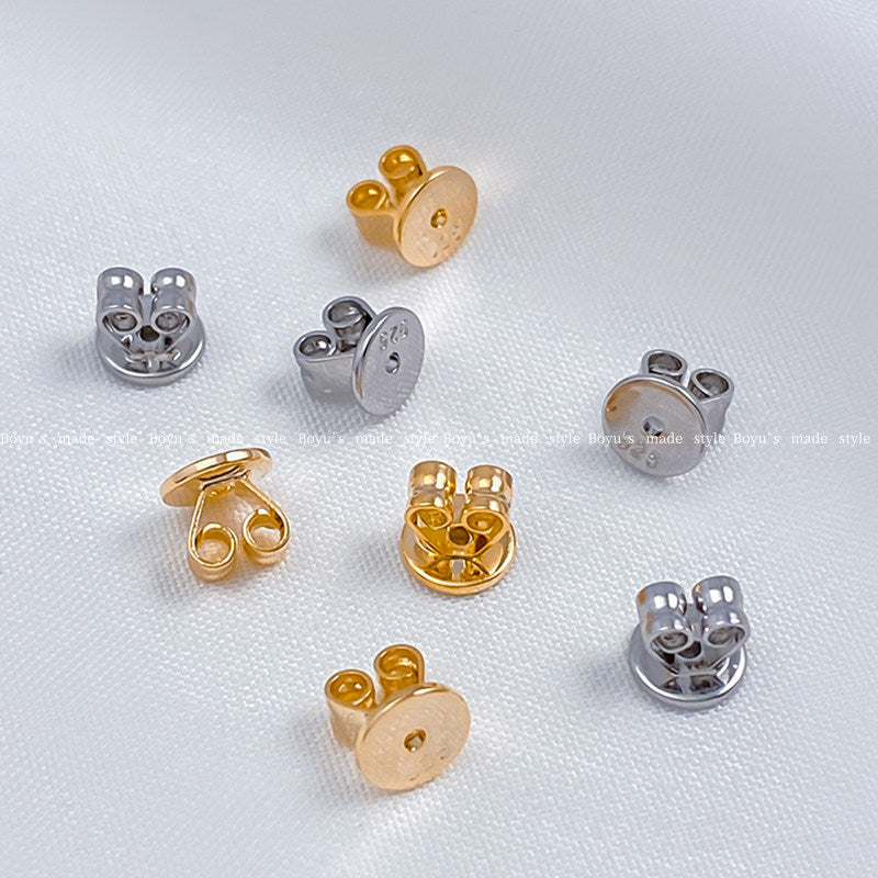 2 PCS 6mm Brass Ear Nuts With Electroplated 18K Real Gold Plating For Jewelry Making