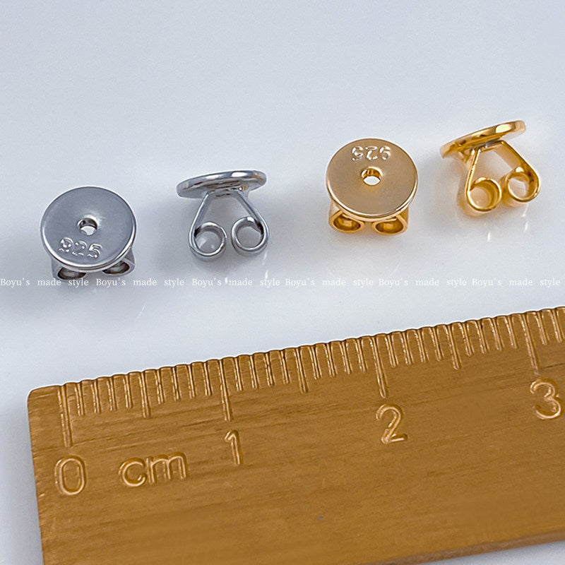 2 PCS 6mm Brass Ear Nuts With Electroplated 18K Real Gold Plating For Jewelry Making