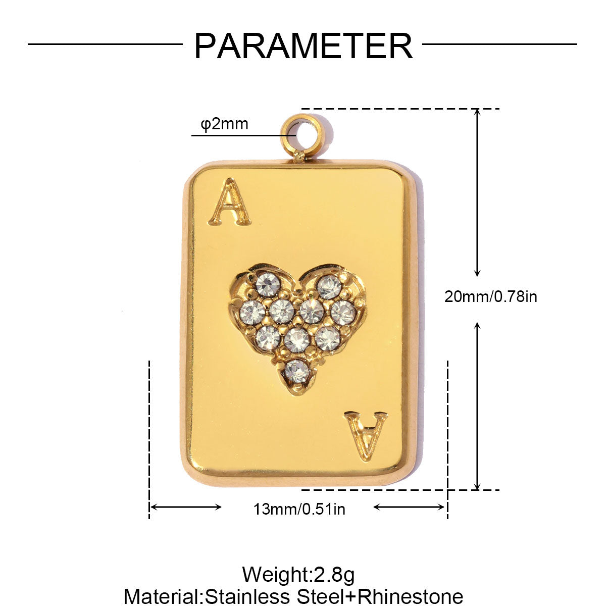 Lucky Heart Pendant 3 PCS Set In 304 Stainless Steel With 18K Real Gold Plating 0.03-0.05µm Thickness
