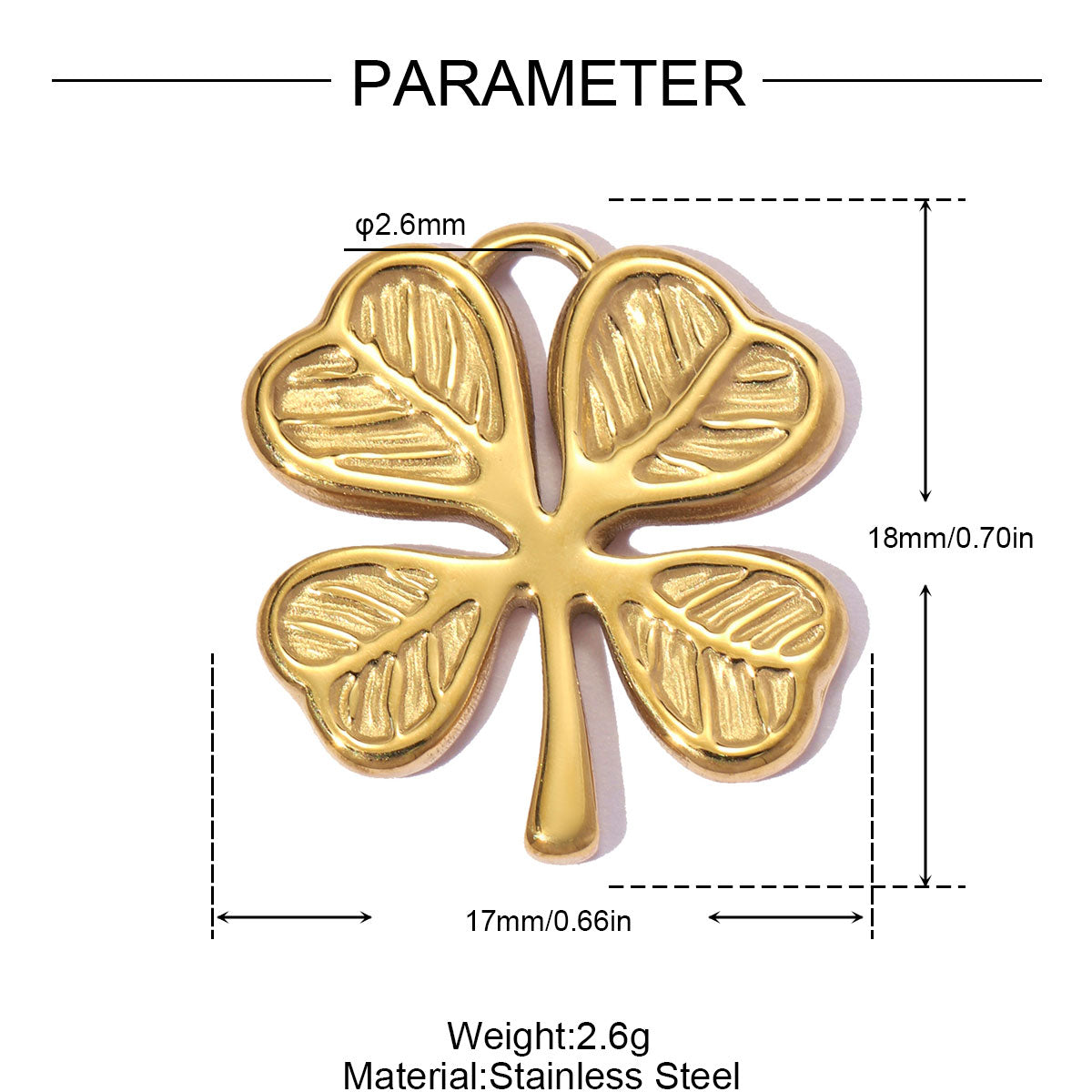 Lucky Heart Pendant 3 PCS Set In 304 Stainless Steel With 18K Real Gold Plating 0.03-0.05µm Thickness