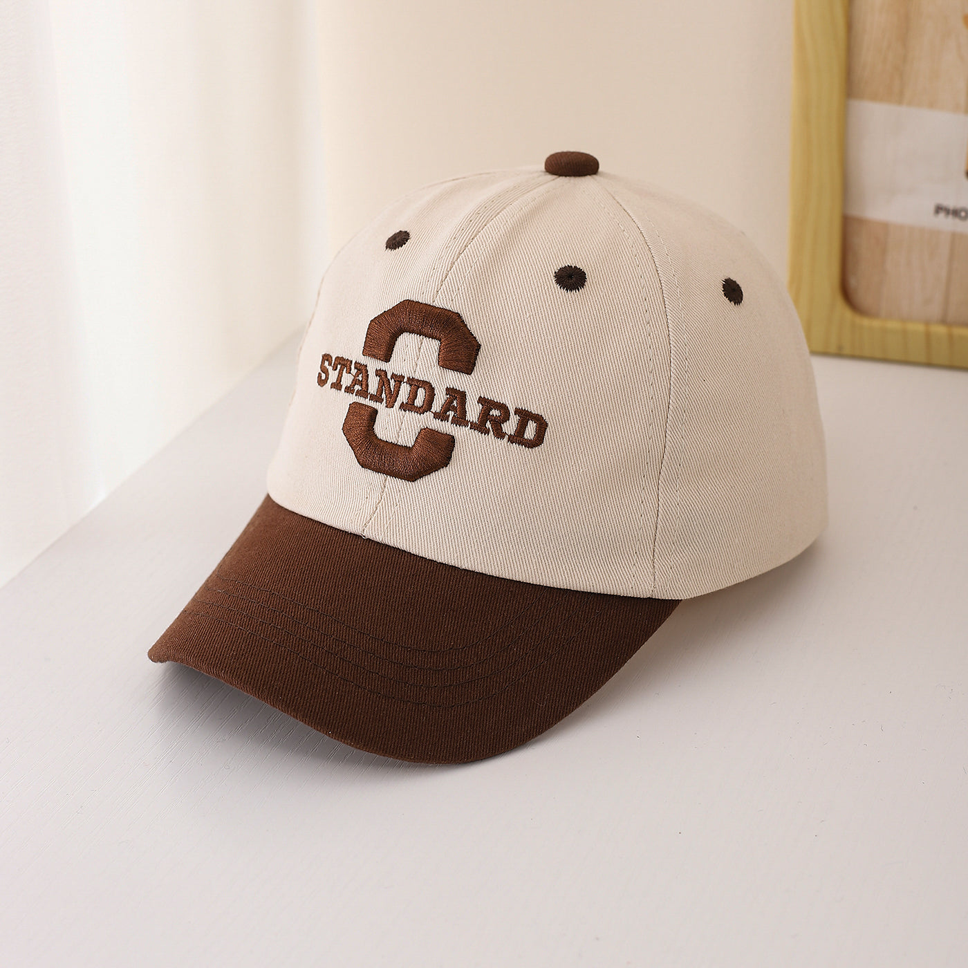 Casual Children Unisex Baseball Cap With Embroidery Craft In Brown, 1 Piece