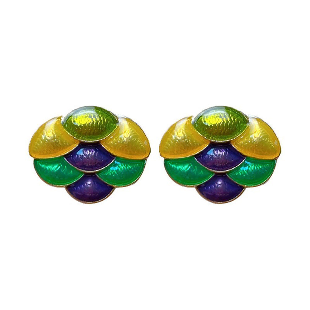 Grape Enamel Stud Earrings For Women With 925 Sterling Silver Posts And Electroplated Alloy Design