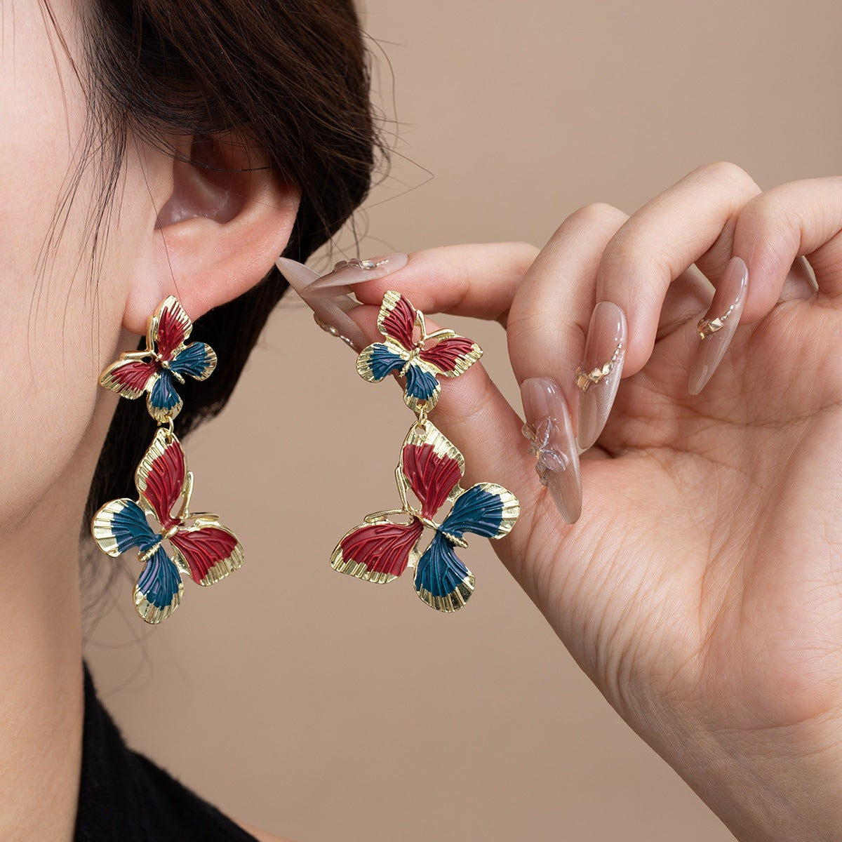 Bow Tie Stud Earrings For Women Featuring Enamel Craft And Zinc Alloy Material In Colour