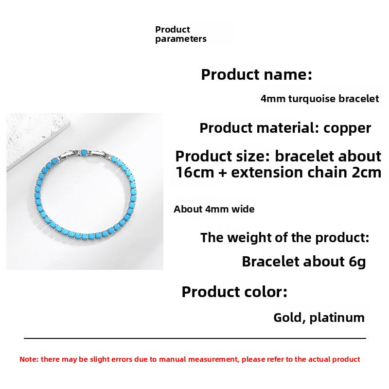 Geometric Copper Bracelet With Turquoise Inlay In Simple Style For Women, Available In Blue