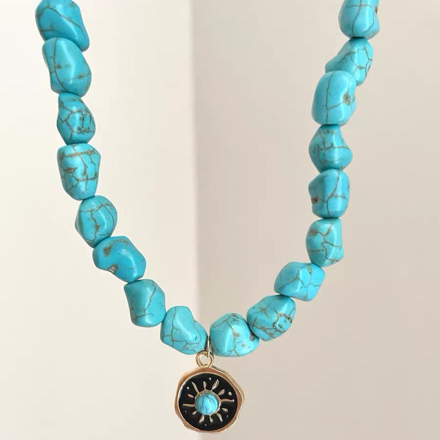 Handmade Maillard Style Sun Necklace For Women Featuring Alloy Pendant In Mixed Materials