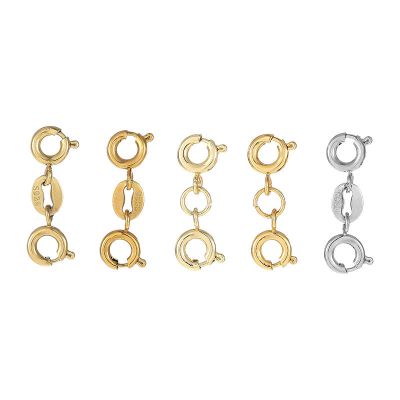 Electroplated Titanium Steel Jewelry Buckle With Double Ring Pattern, Spring Ring Clasp, 18K Gold Plated, 5mm Diameter, 1 PCS