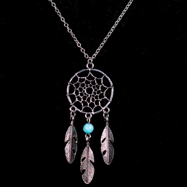 Bohemian Long Necklace With Tassel Craft And Turquoise Inlay, Alloy Pendant Material For Women