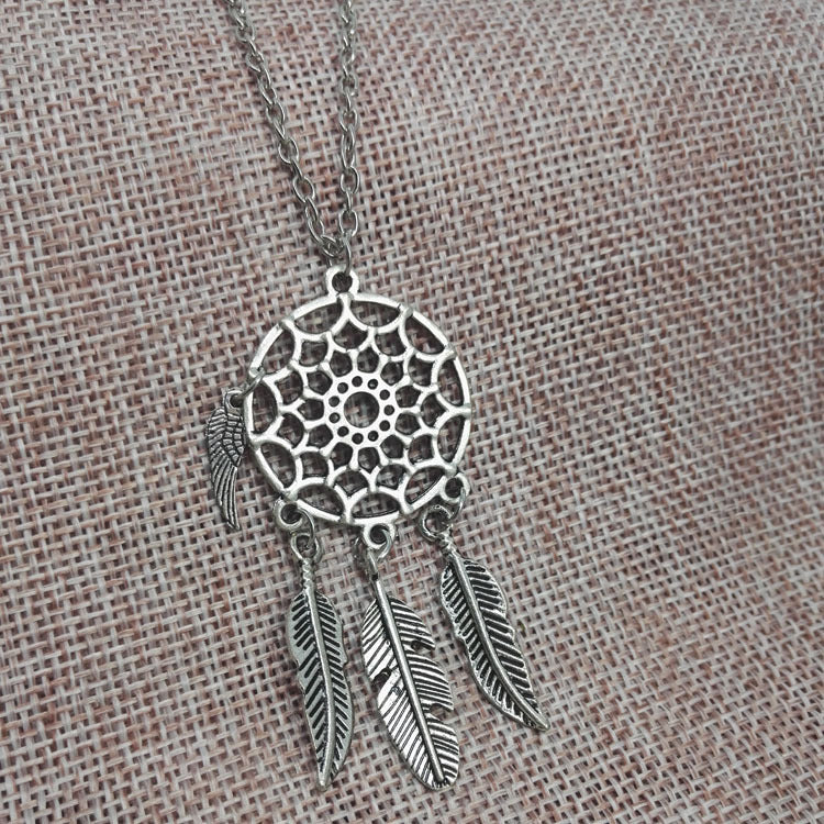 Bohemian Long Necklace With Tassel Craft And Turquoise Inlay, Alloy Pendant Material For Women