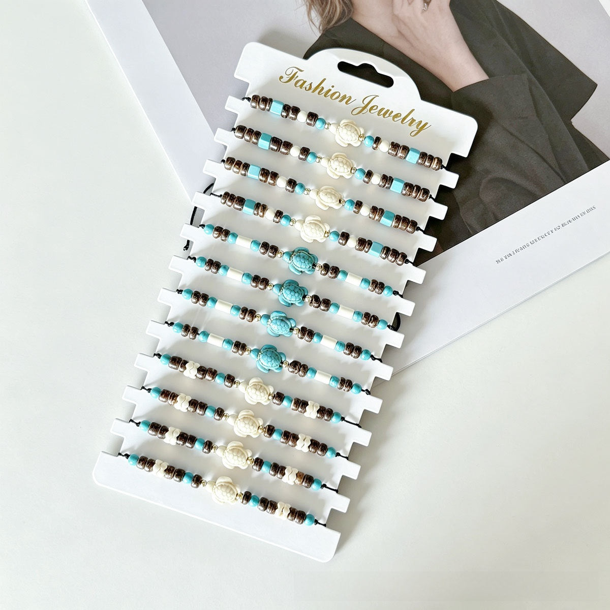 Bohemian Tortoise Unisex Bracelet Featuring Turquoise Beading Inlay Material