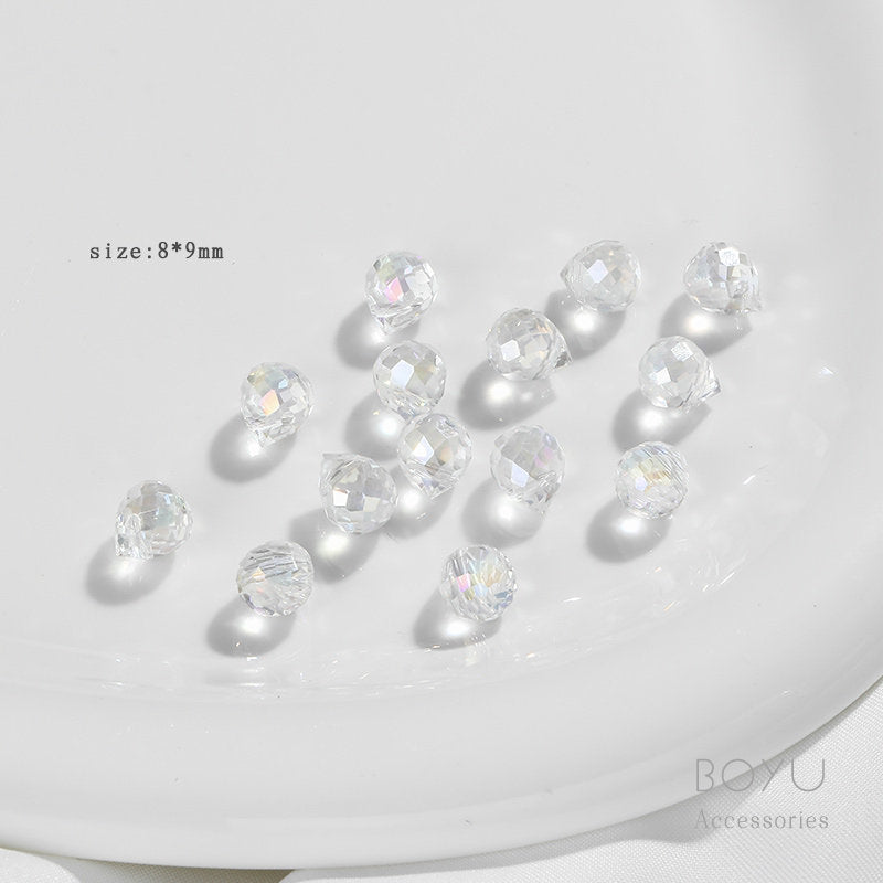 Handmade Water Droplets Crystal Beads For Jewelry Making, Diameter 9mm, 5 PCS Per Package